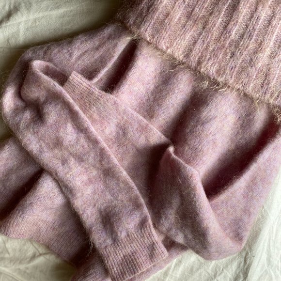 NWT XS Acne Studios Raze Mohair Purple Pink Cowl Turtleneck Sweater - Picture 4 of 16